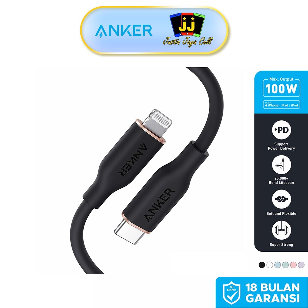 Anker Kabel Data Anker PowerLine III Flow C to Lightning Kabel Iphone 3ft 90 cm - A8662