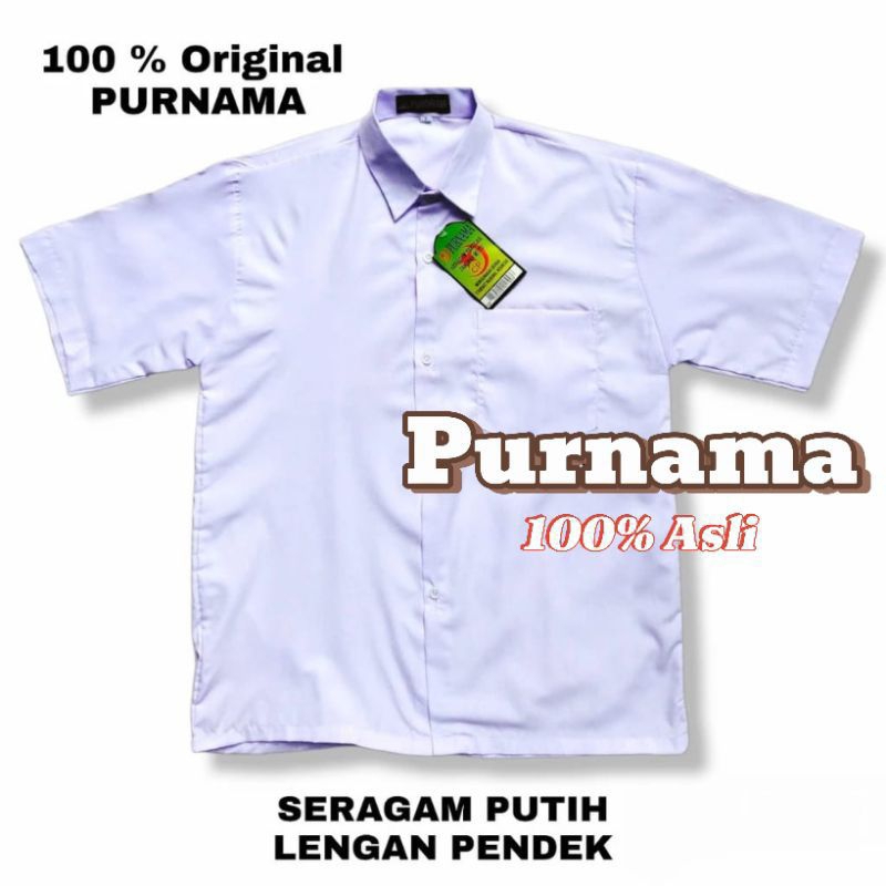 Seragam sekolah purnama Hem Putih polos Pendek merek purnama