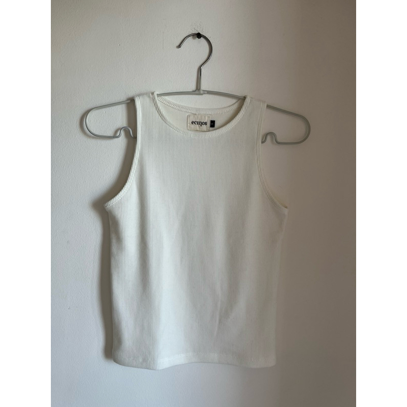 Preloved Ecinos Racer Tank Regular White tanktop wanita rajut knit