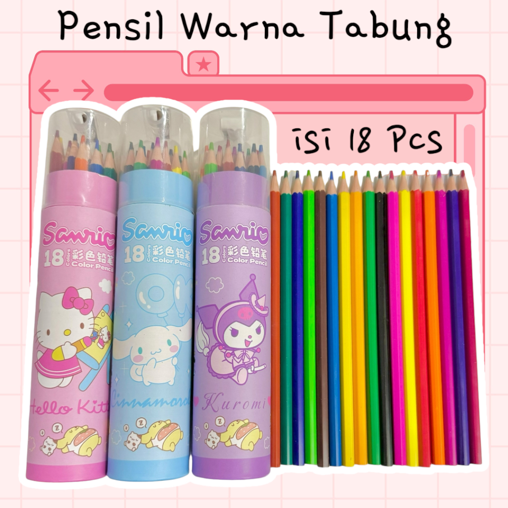

Pensil Warna Warni Gambar karakter bonekal Tabung isi 18 Pcs Free serutan gambar 1 Tabung warna warni