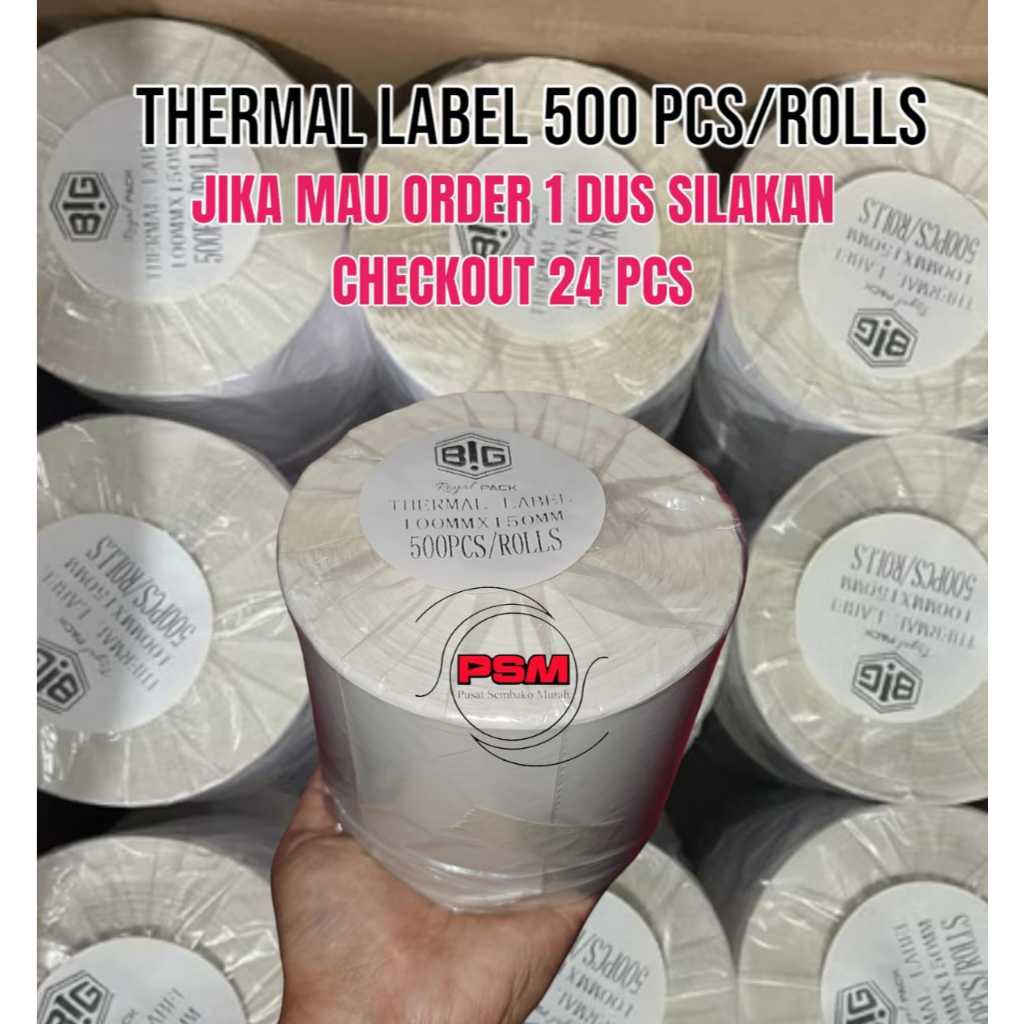 

SBM ~ Label Thermal Sticker 100 x 150 mm A6 isi 500 pcs BERKUALITAS ROLL