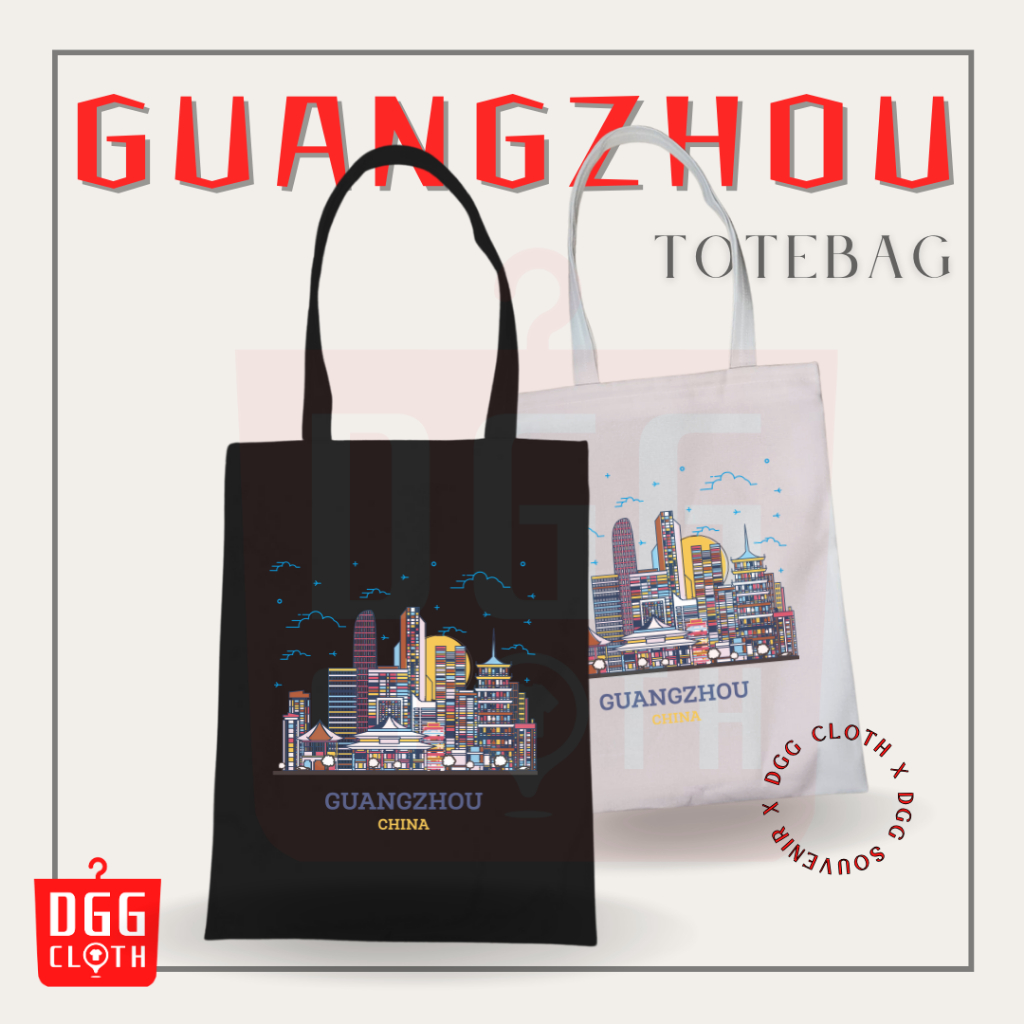 DGGCloth Totebag Resleting Guangzhou Souvenir Tas Oleh Oleh China Bahan Kanvas