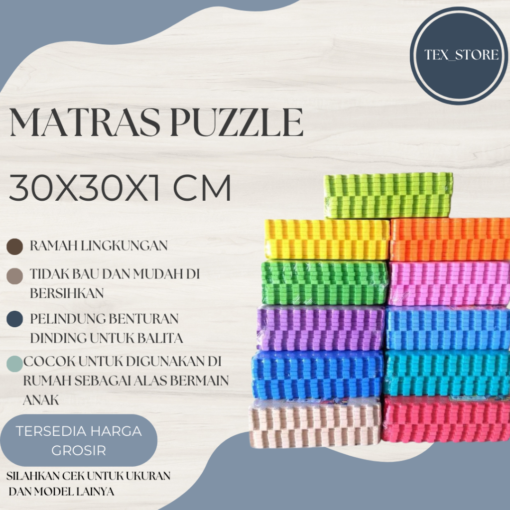 Matras Puzzle Polos - Alas Lantai Bayi - Karpet Puzzle Eccomat 30x30x1cm