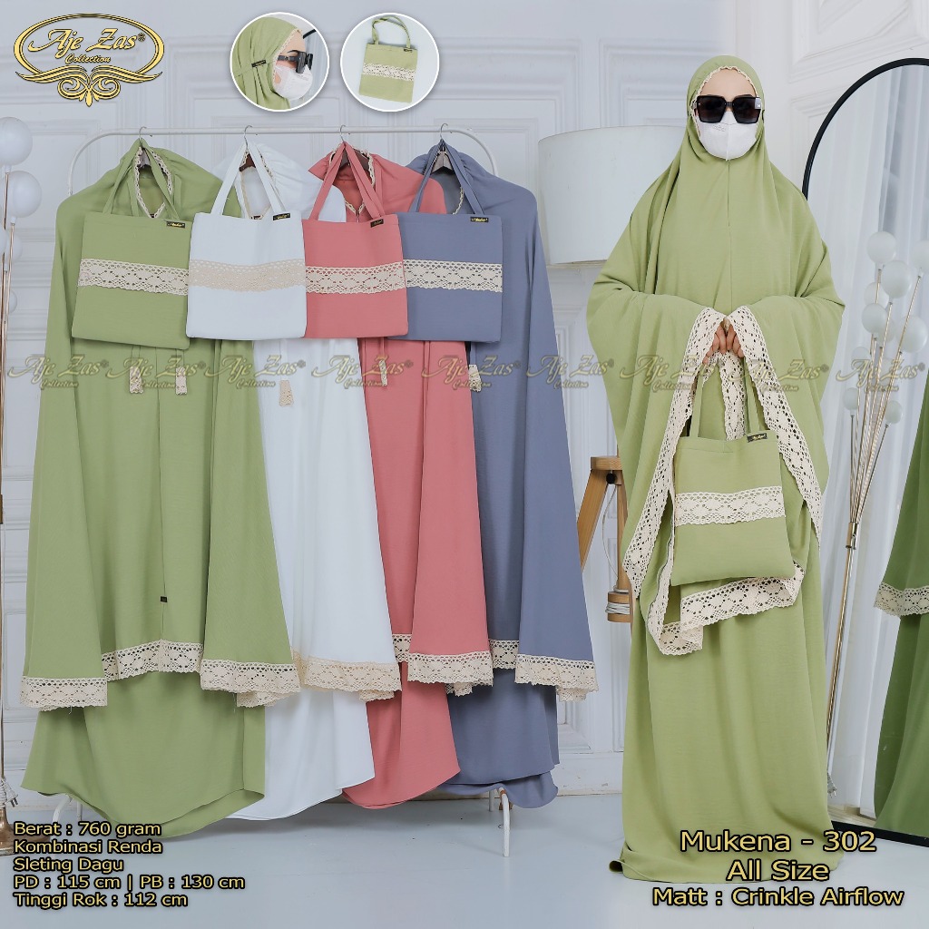 AJE ZAS - Mukena Renda Jumbo Bahan Crinkle Airflow