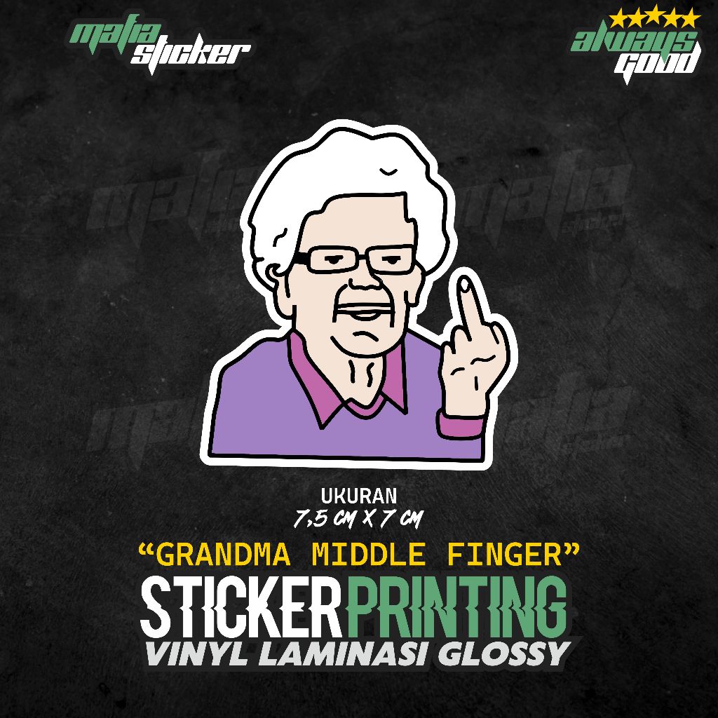 STICKER/STIKER PRINT CUT GRANDMA MIDDLE FINGER | STIKER LUCU MURAH BAGUS VIRAL LAPTOP HIASAN BOTOL K