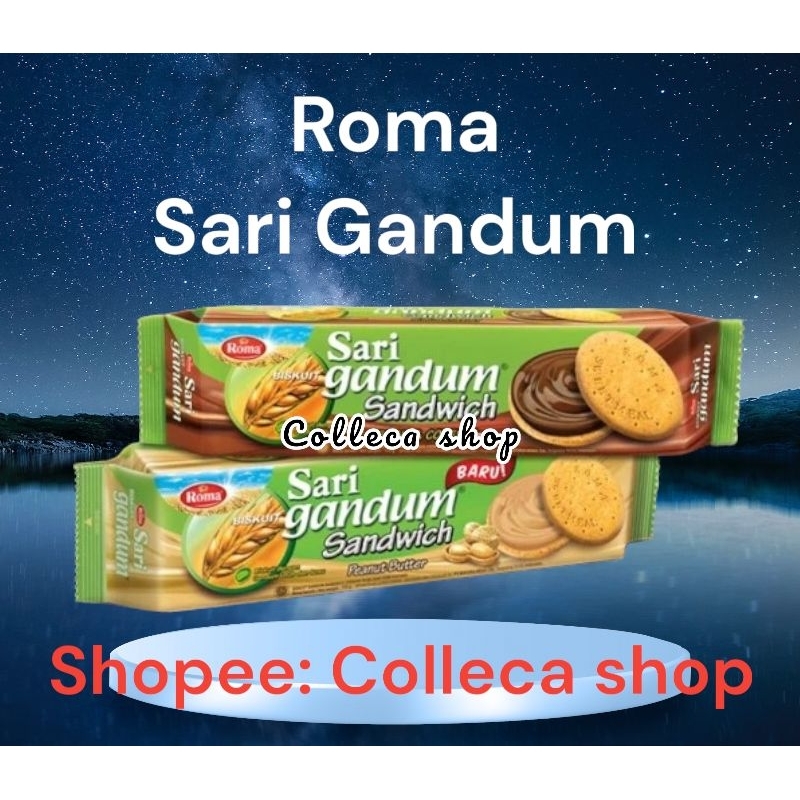 

ROMA SARI GANDUM Coklat kacang sandwich 115 gr