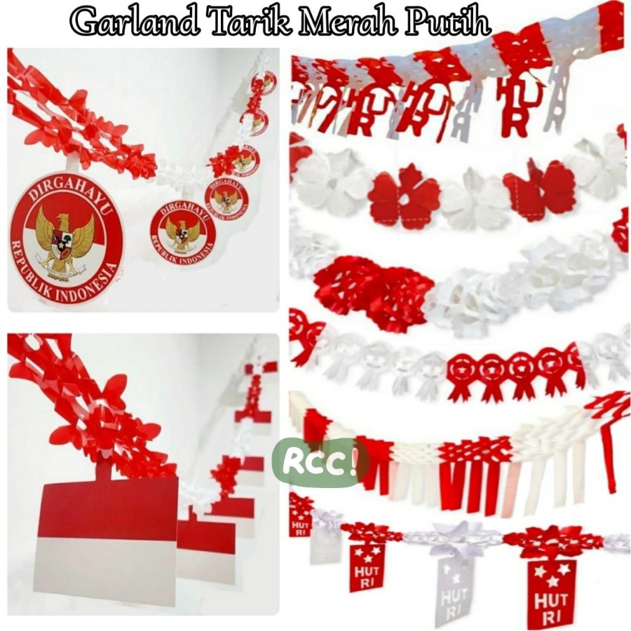 Hiasan Garland Tarik Kertas HUT RI / Paper Garland Kertas Dirgahayu HUT RI