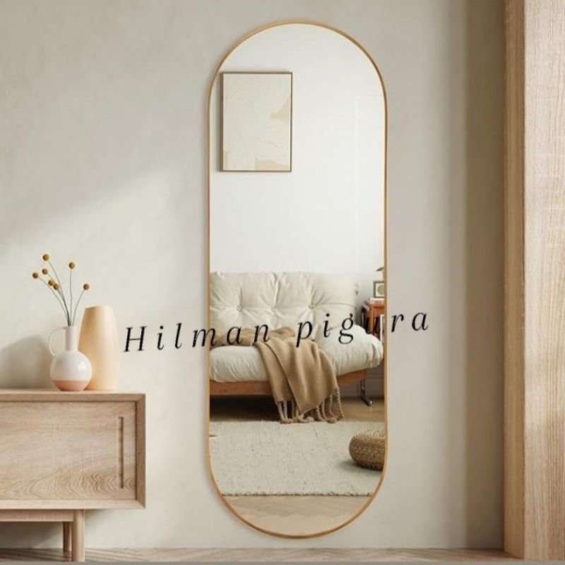 Kaca Cermin Kapsul Oval Aesthetic Full Body Uk 150x60