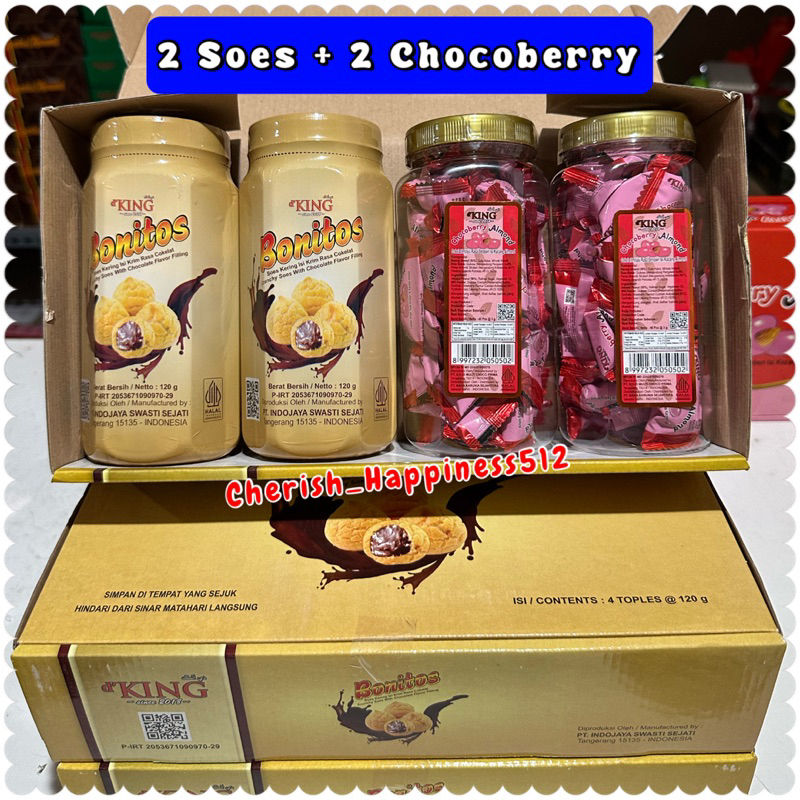 

QH [Mix] 1 Kotak Isi d'King Bonitos Soes Kering Rasa Coklat + Bonibol Almond