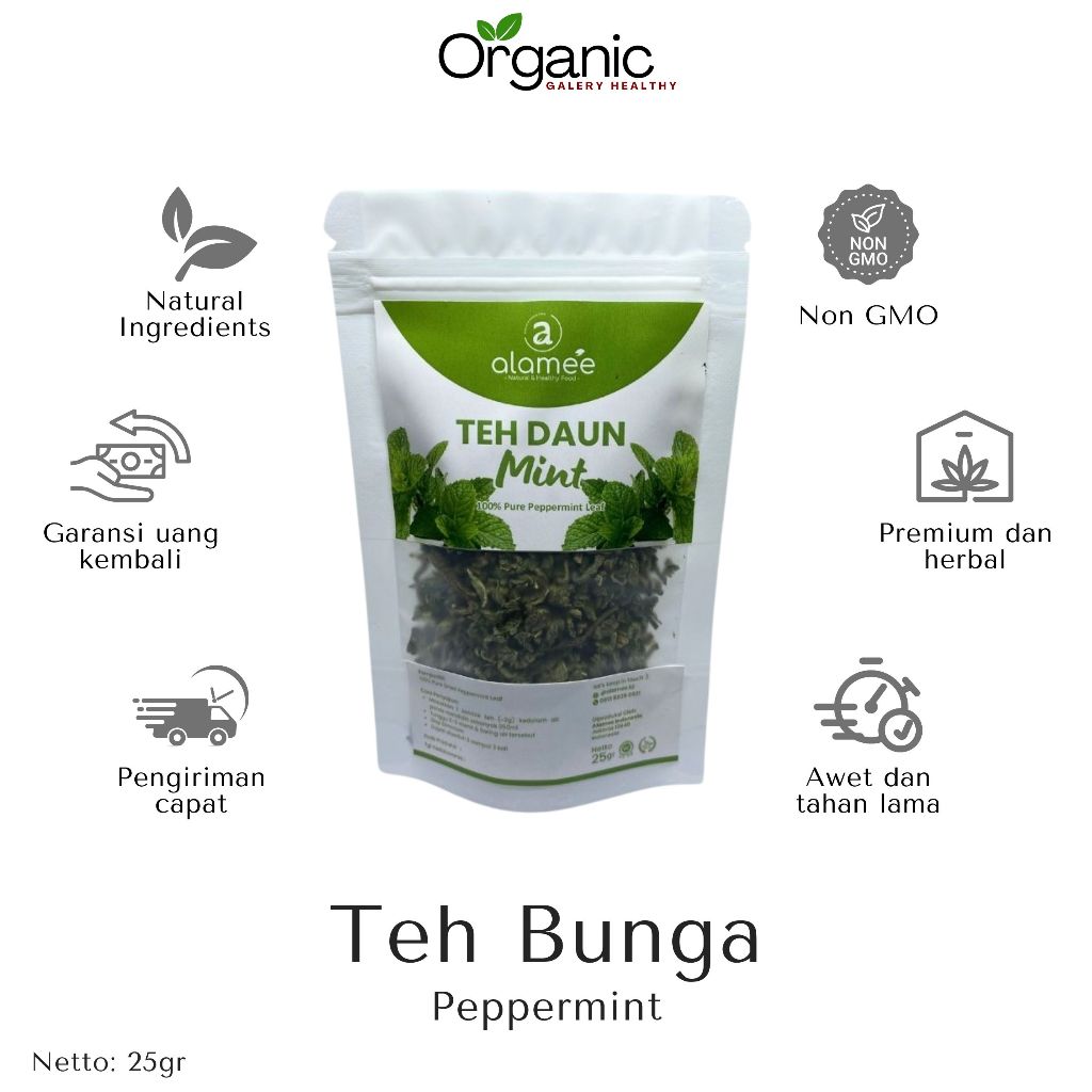 

TEH PEPPERMINT TEA HERBAL HEALTHY DAUN MINT ORGANIK KERING DRIED ALAMI
