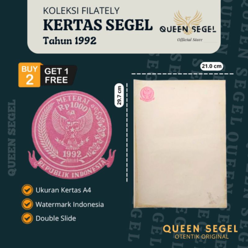 

[BUY 2 GET 1 FREE] Kertas Segel Tahun 1992 Double Slide