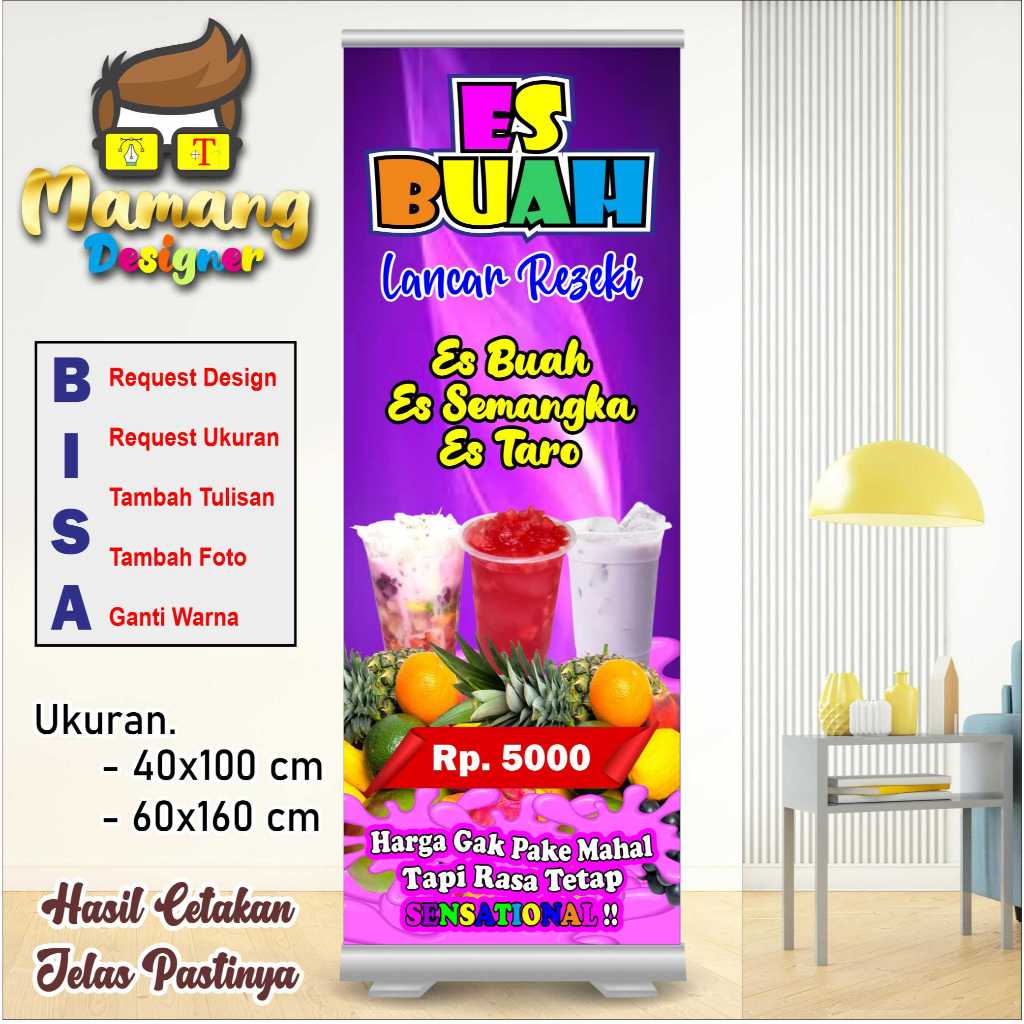 Banner Spanduk MMT Es Buah Segar, Minuman Buah Segar bb