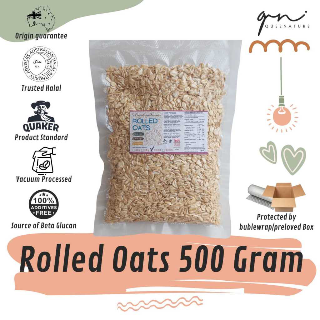 

Oats/ Australian Rolled Oats/ Roll Oat /Oat Giling / Menir Gandum Kasar 500G