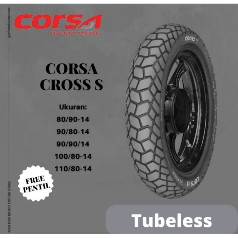 Ban luar semi cangkul Corsa Cross S matic 80 90-14 90 90-14 100 80-14 free pentil