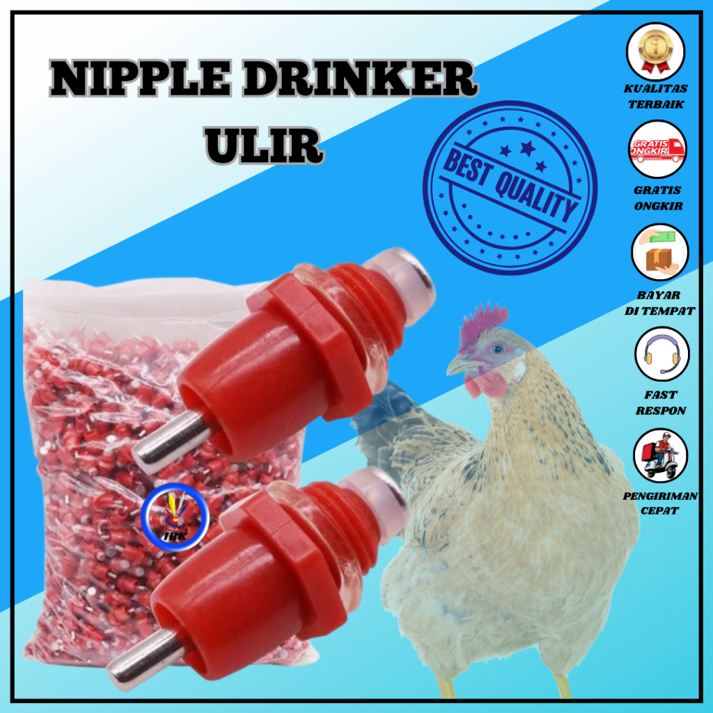 Alat Minum Ayam Puyuh Kelinci Otomatis P002 Nepel Merah Nipple Nepel Nipel Peternakan Hewan Ternak I