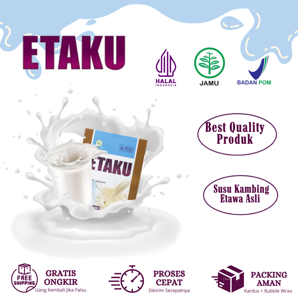 

Etaku - Susu Kambing Etawa Bubuk Murni Berkhasiat Untuk Kesehatan Tubuh - 200 ML