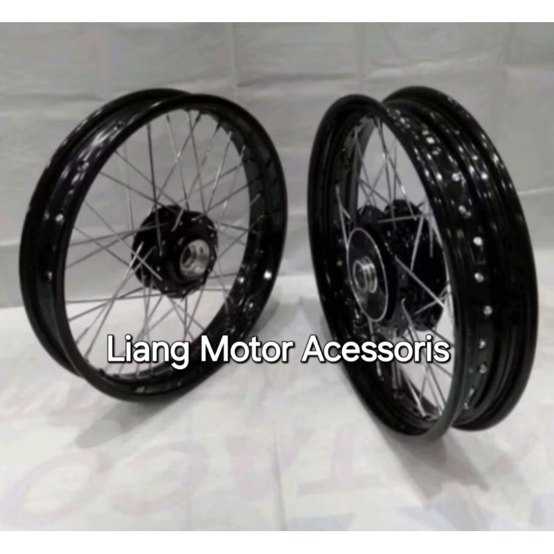 Sepaket Velg Jari2 DID Besi Ring 17 Tromol Set Original Kawasaki W175 (Velg Tanpa Ban, Harga Sepaket