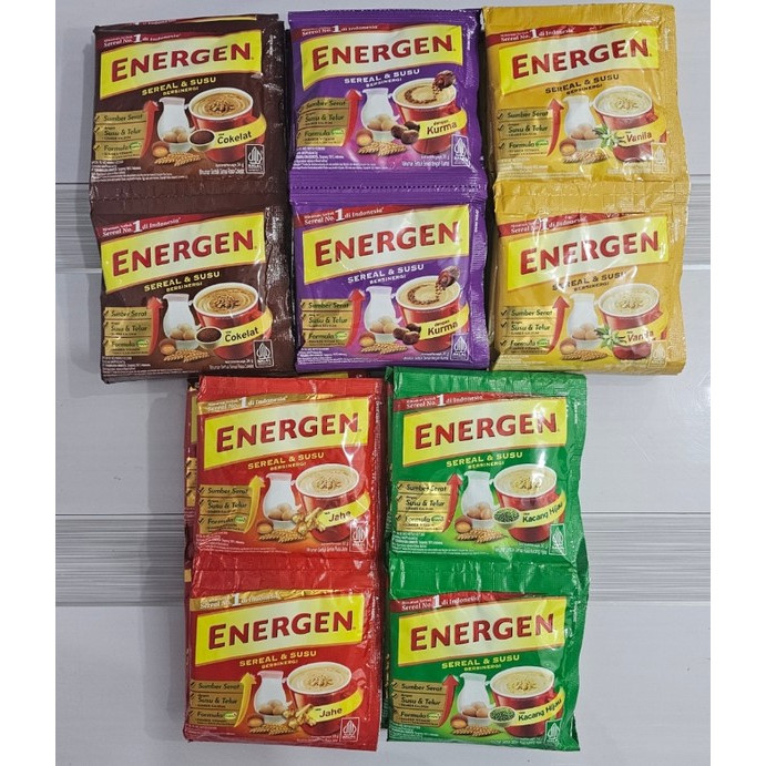 

Energen Sereal & Susu Instant Coklat Vanilla Kacang Hijau 1 Renceng isi 10