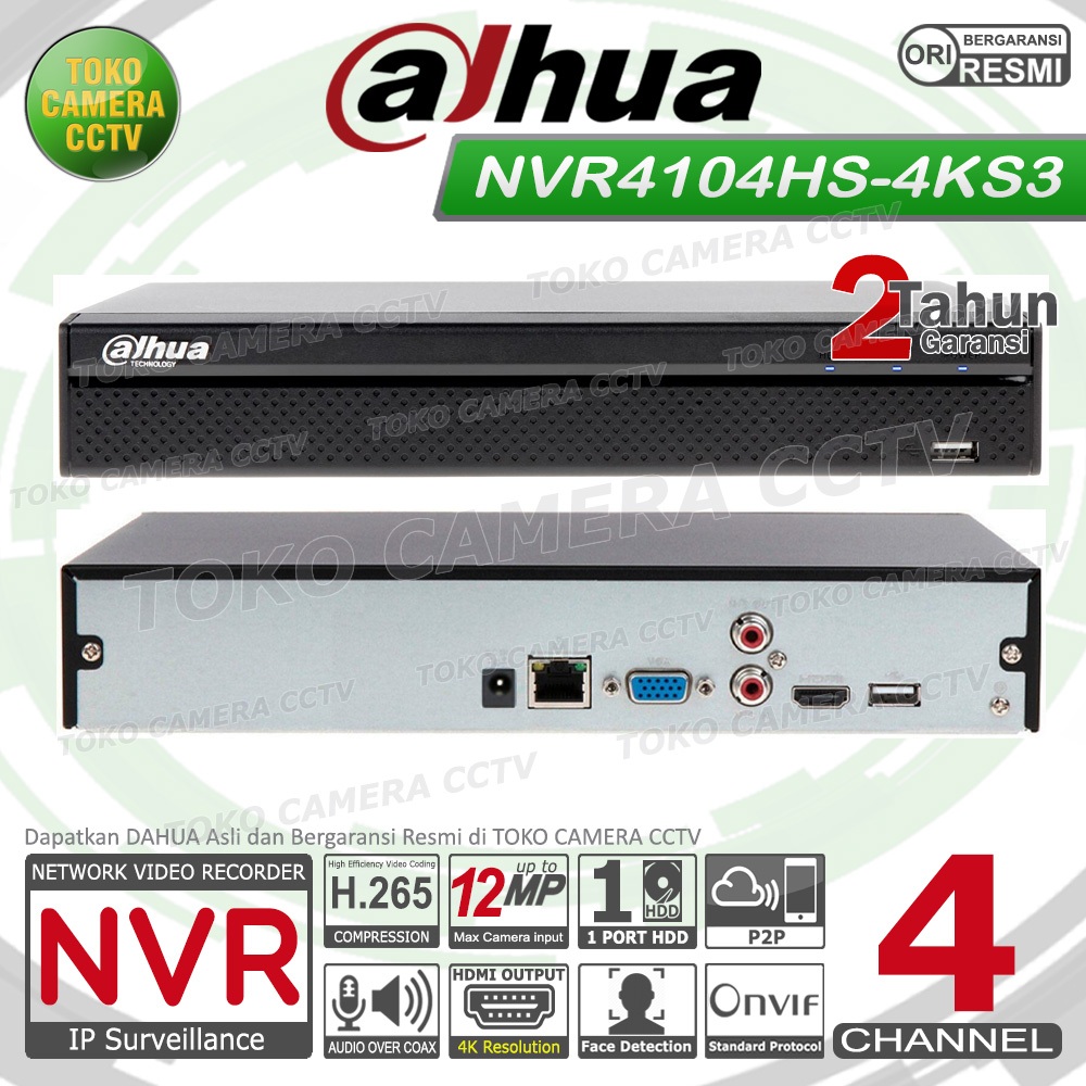 NVR DAHUA 4 CHANNEL NVR4104HS-4KS3 NVR 12MP 4CH IP CAMERA