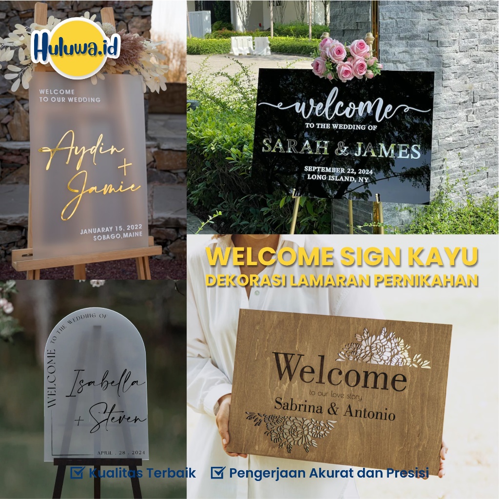 Welcome Sign Kayu / Dekorasi Lamaran Pernikahan / Wooden Sign / Wedding Sign / Ucapan Selamat Datang