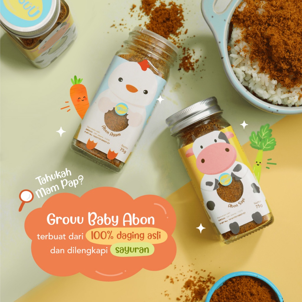 

GROUU Abon Sapi Ayam 50g - BB Booster MPASI Anak Bayi Non MSG Ready To Eat / Makanan Baby 6 Bulan