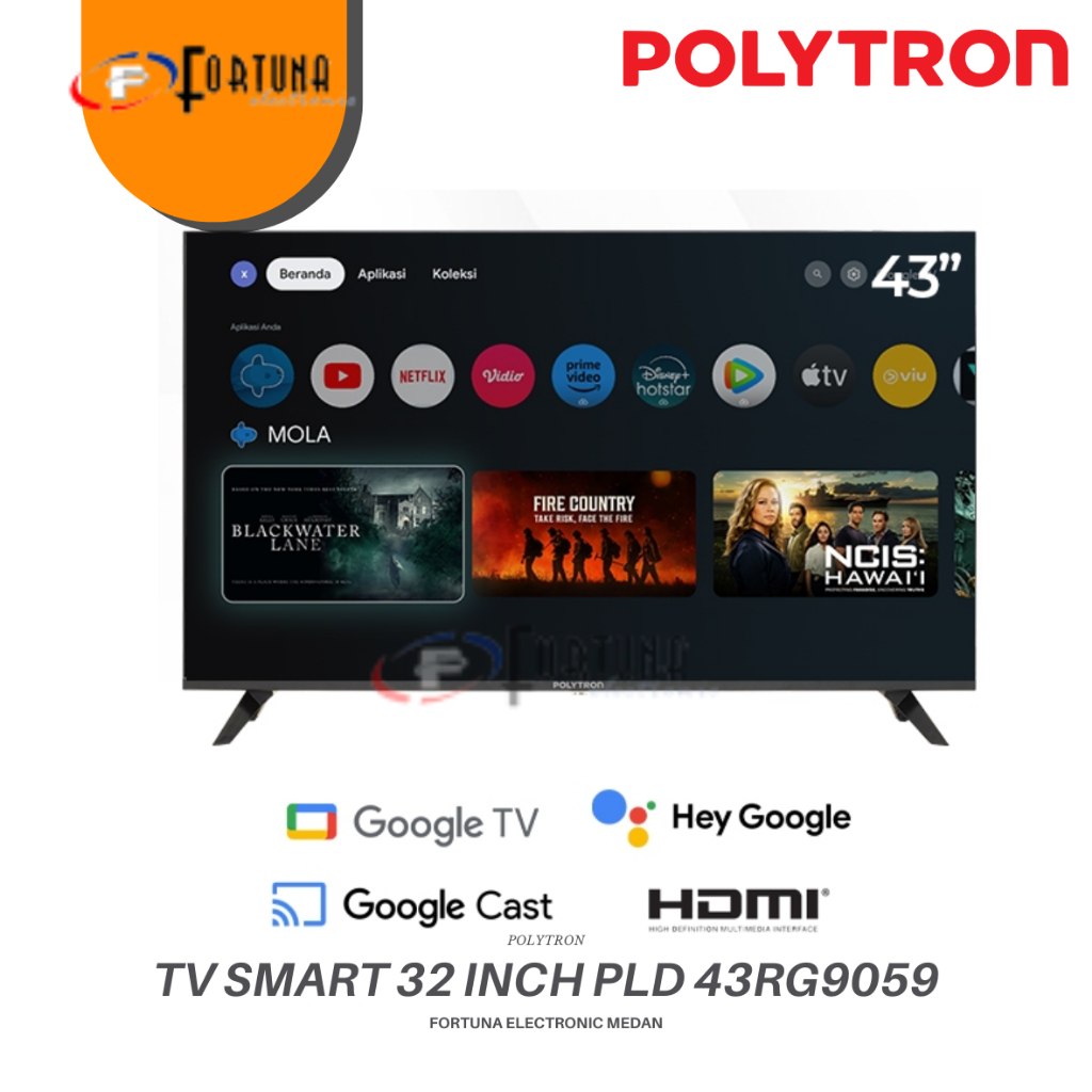 POLYTRON PLD43RG9059 SMART ANDROID GOOGLE TV  43 INCH MEDAN - GARANSI RESMI