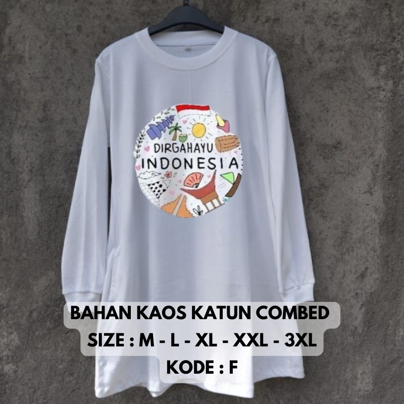 Tunik Wanita Terbaru Merah Putih Tunik BO Bahan Kaos Katun Combed Aplikasi Sablon Size S M L XL XXL 