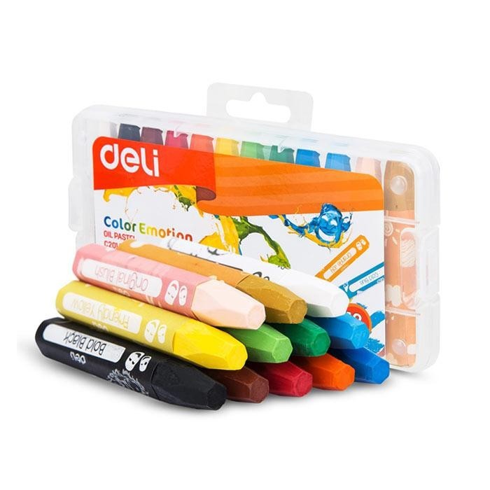

Oil Pastel Krayon 12 Warna DELI Crayon Case Plastik HARGA PROMO