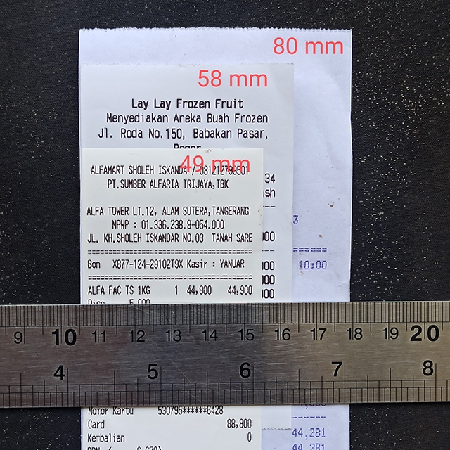 

Lebar Kertas 58mm dan 80mm - Custom Reciept Thermal
