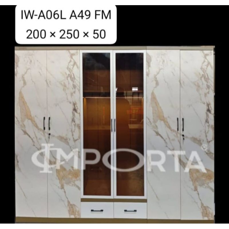 Importa Lemari Pakaian 6 Pintu Plat Besi A06L A49FM Minimalis Lemari Baju Khusus Palembang