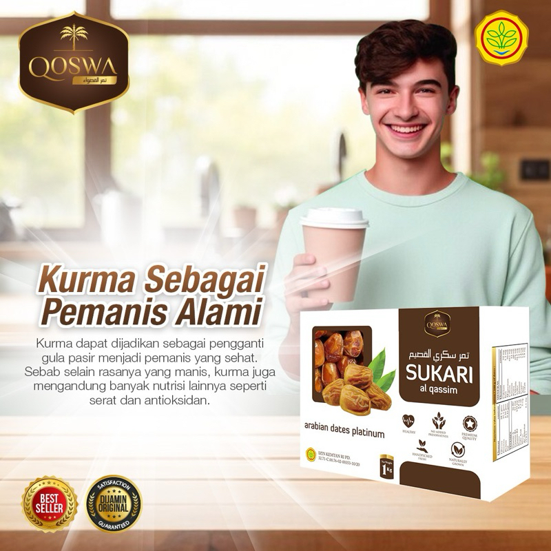 

Kurma SUKARI Al Qassim Qoswa 500 gr/ Sukkari kurma Asli original Enak Legit