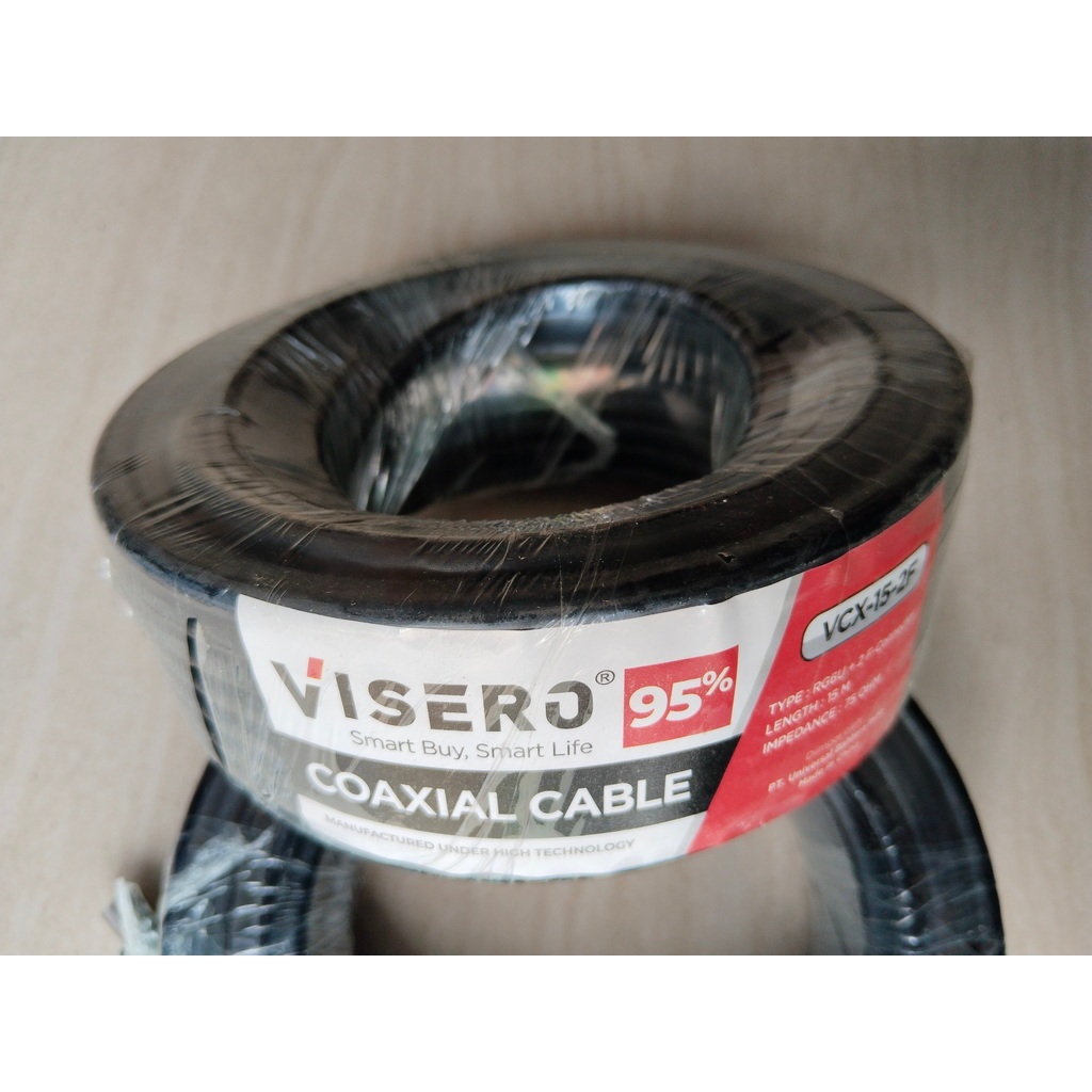 Kabel Coaxial RG6 / 15mtr untuk Parabola / Antena TV VISERO