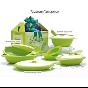 Tupperware Blossom Coll Set Hijau( 4 wadah, 4 ladle, 2 bowl, dus)