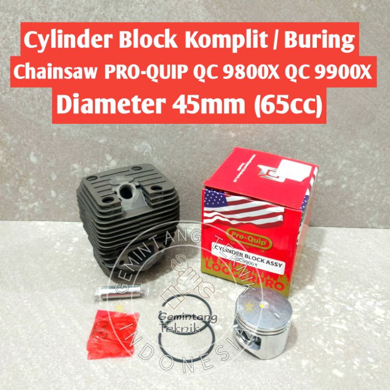 Cylinder Block Komplit Buring Mesin Chainsaw Senso Pro-Quip QC9800X QC9900X TANIKA TNK-009 NEW WEST 