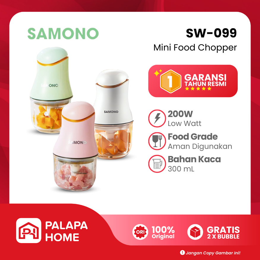 Food Chopper Kaca Mini Coper Blender Mpasi Bayi SAMONO SW099 Food Processor Elektrik - Hand Choper  