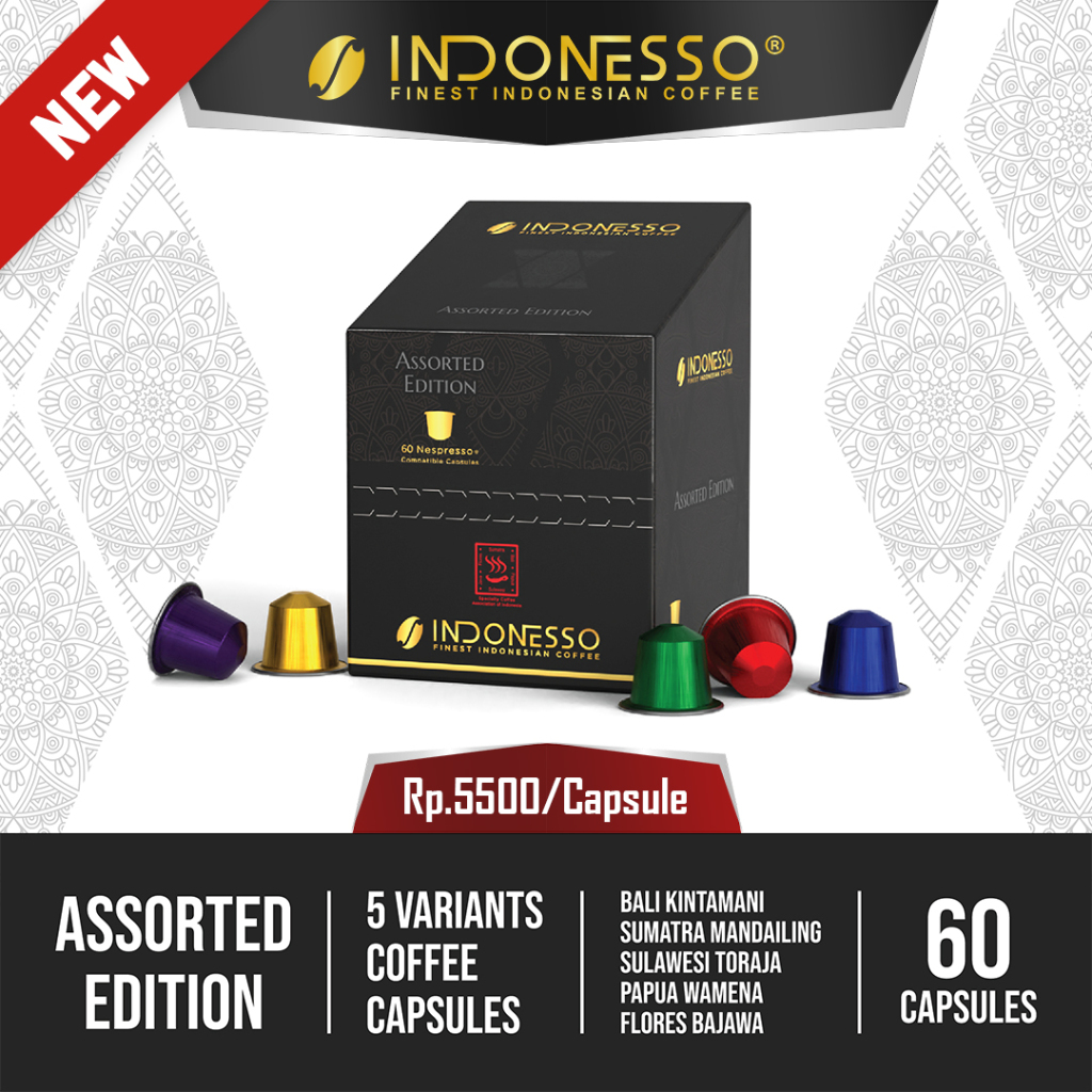 

INDONESSO Office Box Assorted Edition Specialty Coffee Capsules Compatible with Nespresso Machines / Kapsul Kopi
