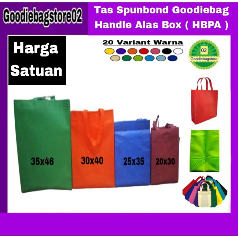 

Goodiebag Model Handle Box / Kotak l Tas Kain Spunbond Ukuran S,M,L,XL ( 20X30, 25X35, 30X40, 38X45 ) Tas Kain Belanja