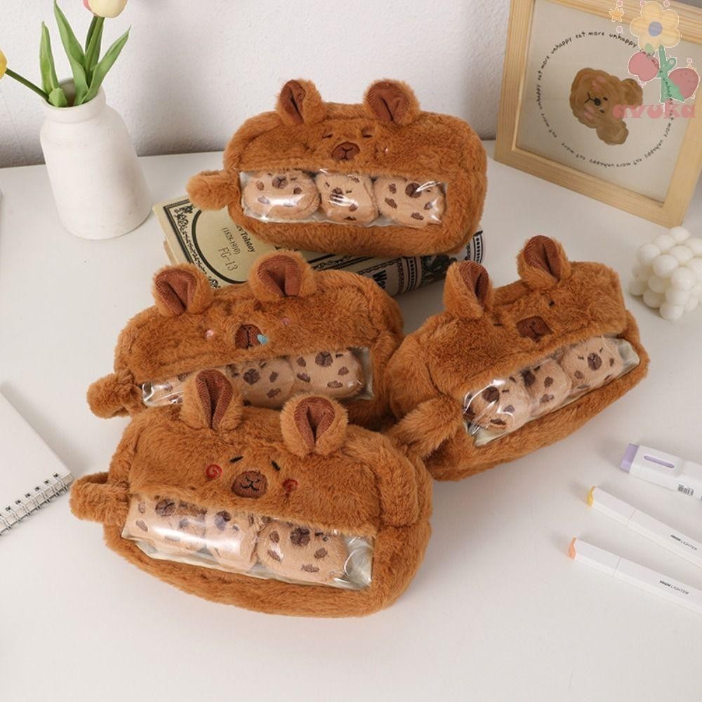 

Puppii Capybara Pen Bag, Soft Stuffed Cartoon Plush Pencil Pouch, Plush Doll Animal Cute Kawaii Stationery Bag School