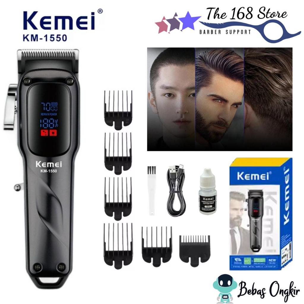 Alat Cukur Rambut Kemei KM-1550 Professional Hair Clipper Charging USB Tipe C Display LED Mesin Cuku
