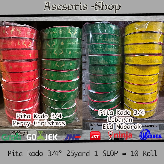 

Pita Kado Merry Christmas | Pita Kado Natal | Pita Kado Lebaran | Pita Kado Eid Mubarak | Pita Kado 3/4" = 25 yards 1 SLOP = 10 Roll