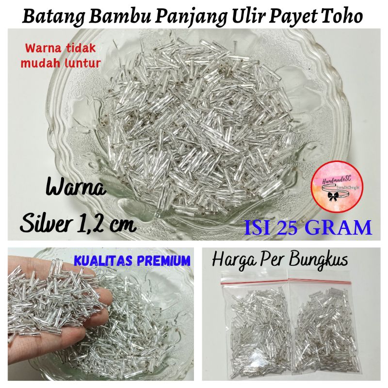 Payet TOHO Batang Bambu Panjang Ulir Spiral 1,2 cm Jepang Mote Manik Perak Silver Premium 25 Gram
