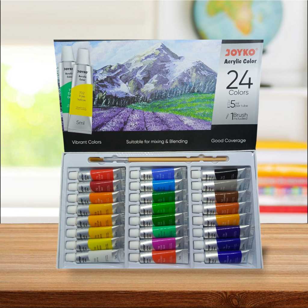 

Cat Lukis Akrilik Acrylic Joyko Varian Colours set 24 Tube Warna x 5 ml