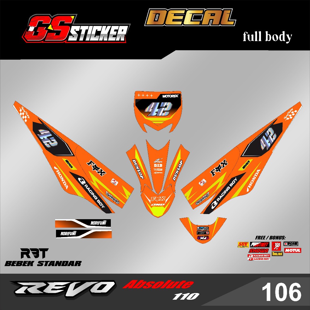 DECAL STICKER FULLBODY MOTOR RBT REVO ABSOLUTE RBT BEBEK MODIF SUPERMOTO RBT new terbaru RBT GS 106