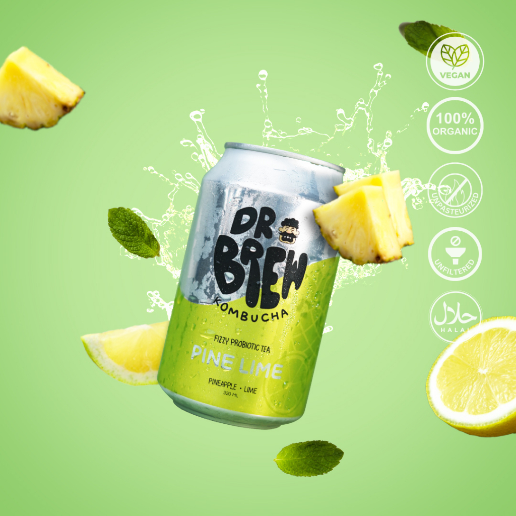 

PINE LIME KOMBUCHA by Dr Brew Pineapple Nanas Lime Fizzy Can