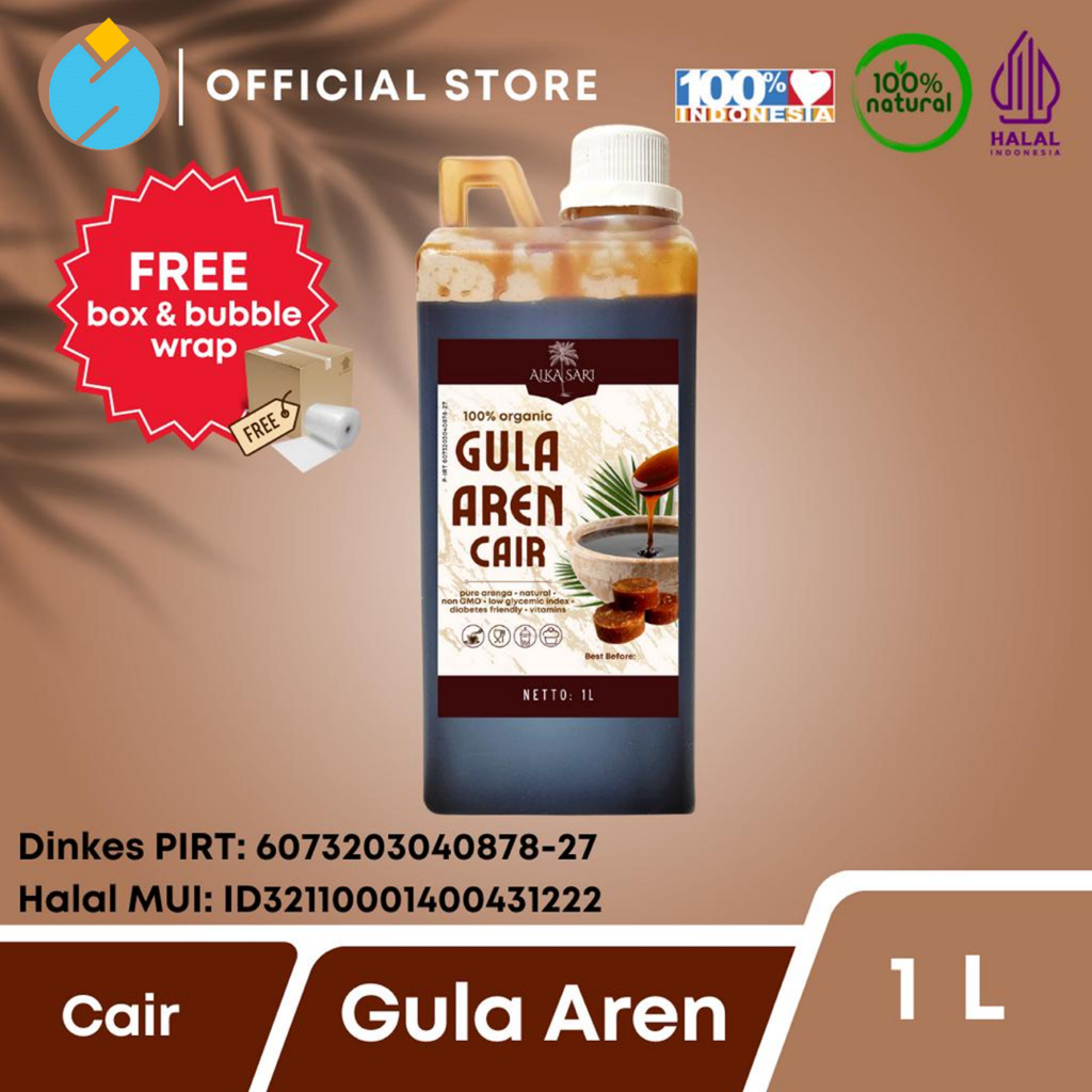 

Gula Aren Cair / Syrup Palm Sugar Organik Alka Sari 1 Liter