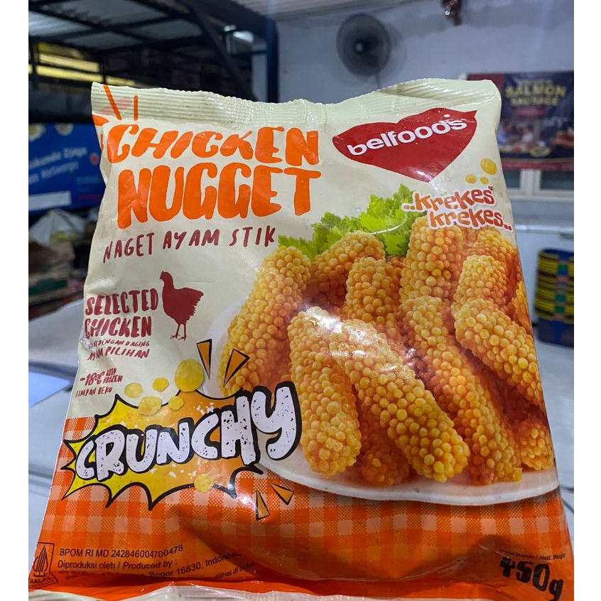 

Belfoods Chicken Nugget Stick / Naget Ayam Bentuk Stik Crunchy 450 Gram