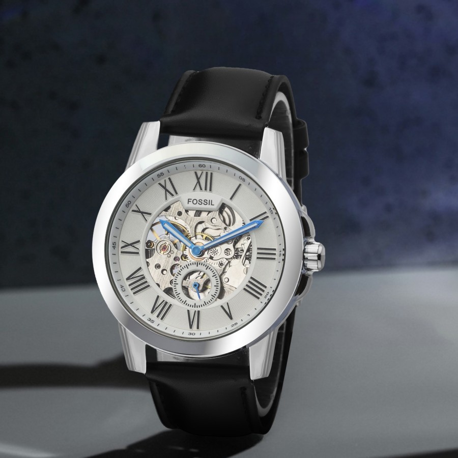 Jam Tangan Otomatis Pria Mesin Transparan Quality Water Resist Set Box - Silver 1