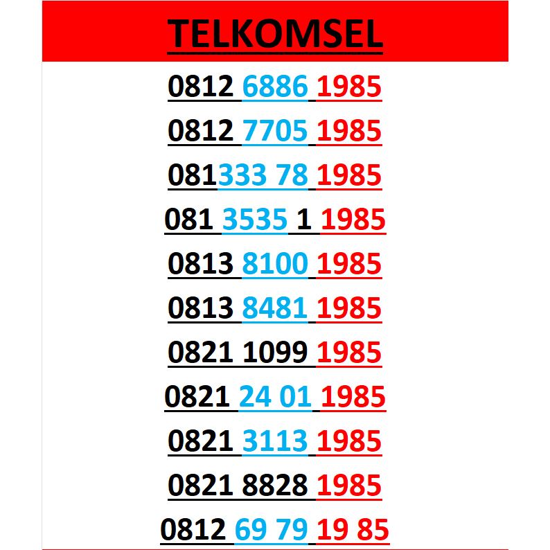 Nomor cantik telkomsel simpati 4g 5g seri tahun 1985 r400