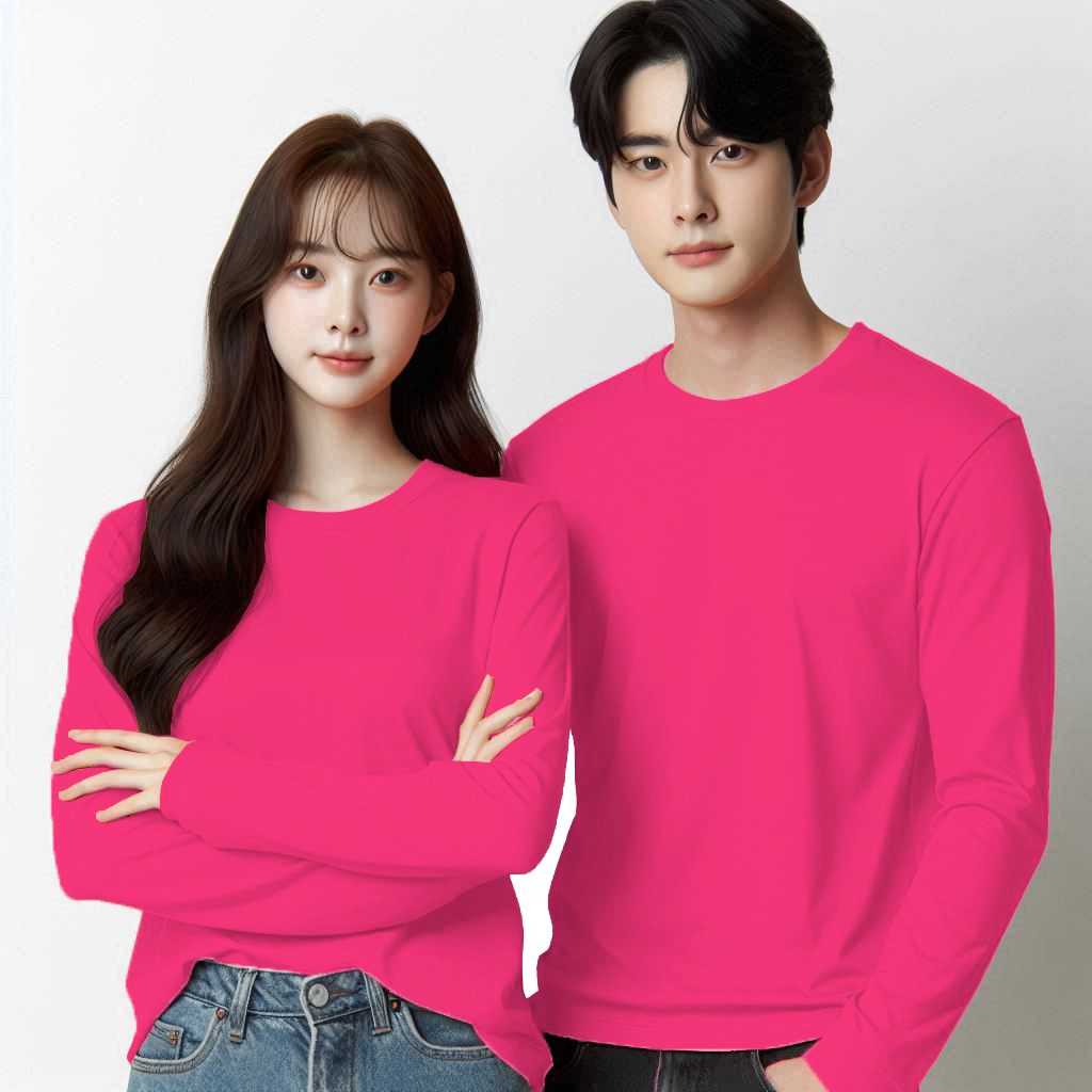 Kaos Pink Fanta Polos Lengan Panjang Kaos Wanita Kaos Pria