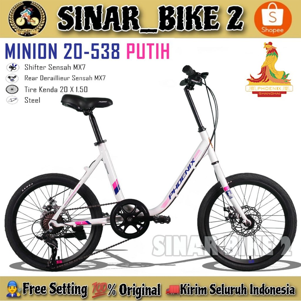 Sepeda Minion PHOENIX 20-538 Inch 7 Speed Rem Cakram MINIVELO